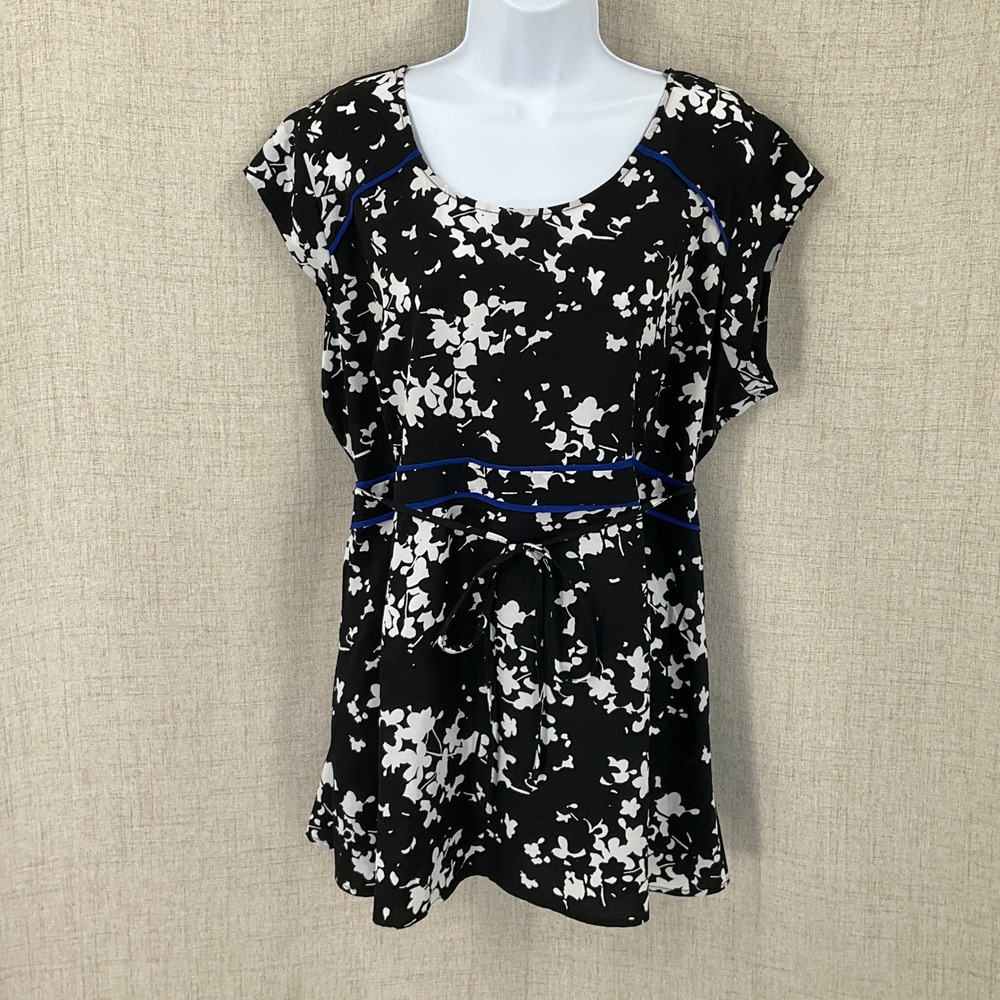 Motherhood Maternity Blouse Women XL Black Floral Classic Babydoll Botanical NEW